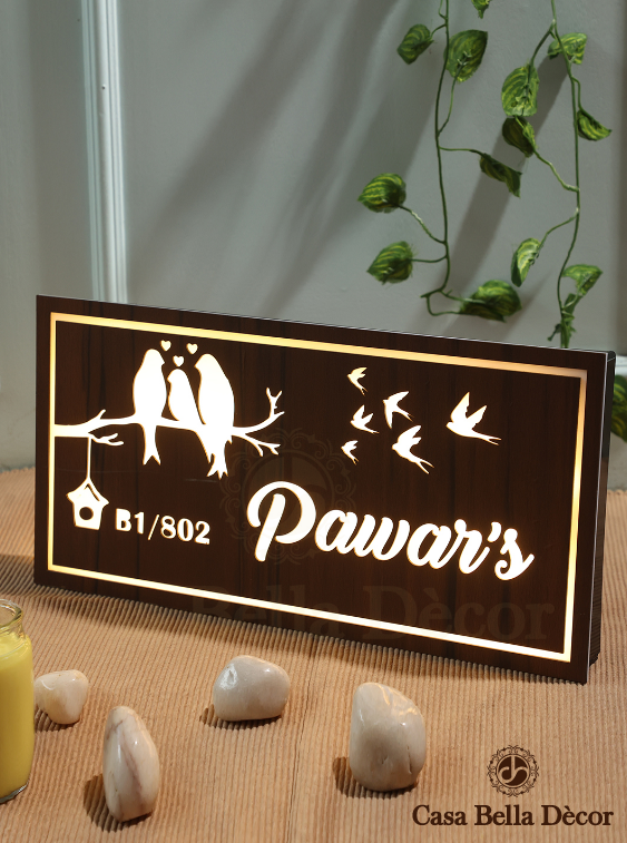 Birds Family Led Nameplate